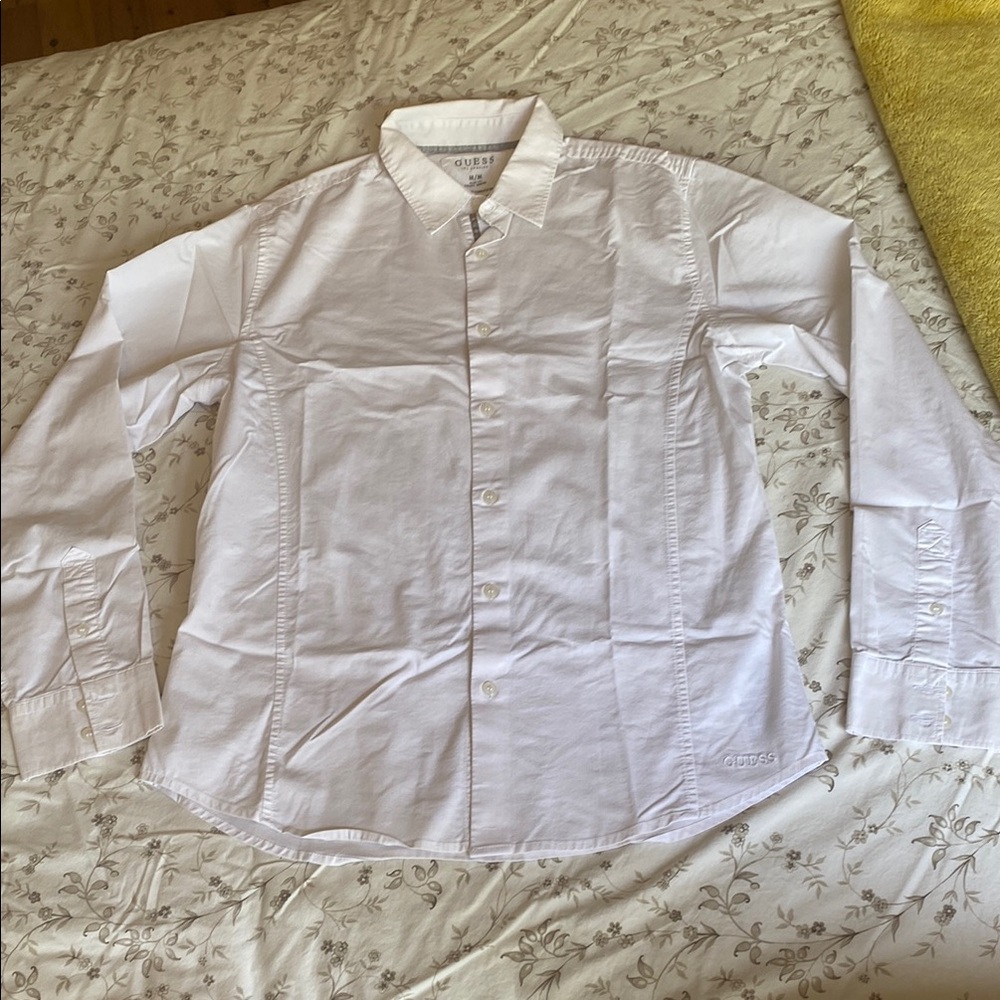 Guess White Dress Shirt with Pointed Collar